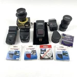 Lot Of 16 Untested Assorted Camera Accessories- Flash Mounts, Lens, Filters. Fixed Price $39.99.
