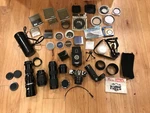 Asahi Pentax 35MM Film Camera With Lenses, Flash, Winder, Filters & More. Fixed Price $275.00.