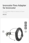 Broncolor Para Adapter For Lights - One Only. Fixed Price $450.00.