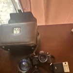 Konica Autoreflex Tc Slr Camera Black With Vivitar Lens Braun Flash Vintage Case. Fixed Price $50.00.