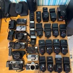 Lot Mixed Film Camera And Flash Nikon Canon Olympus Pentax Minolta Fuji Ricoh ... Fixed Price $250.00.